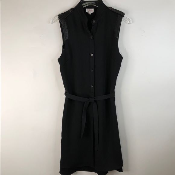 Parker Black with Leather Trim Tunic Dress - Picture 3 of 7